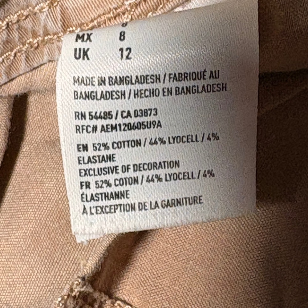 Y2K American Eagle Super Stretch Khaki Tan Midi Shorts Size 8 Casual Summer - Picture 6 of 6